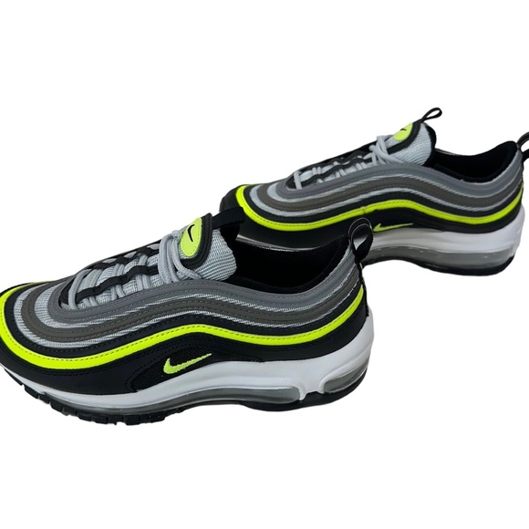 Nike Air Max 97 Platinum Black Volt Green Size 4Y Big Kids 921522-030 Retro - Picture 6 of 8